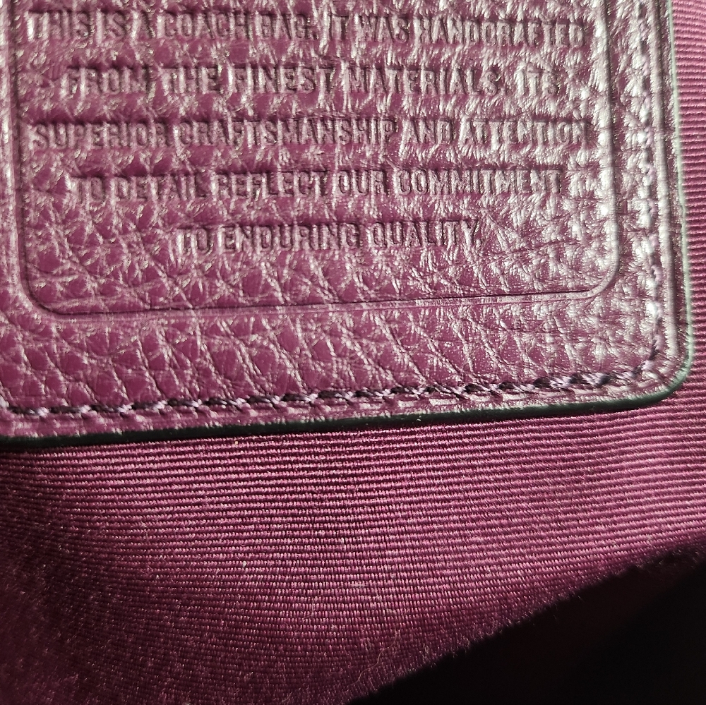 Coach Plum Pebbled Leather 2way Satchel W Twilly EUC - Picture 3 of 16